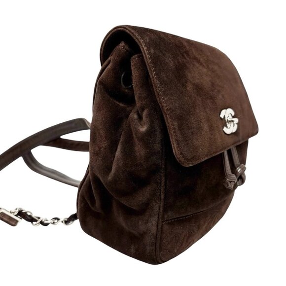 CHANEL Vintage CC Mark Logo Turn Lock Backpack Stitch Brown Silver [106334] - Picture 7 of 12